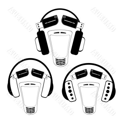 Vector funny gadgets on white background
