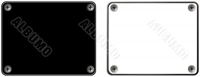 Two vector blank metal plates with screws.
