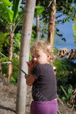 Little girl played in jungle