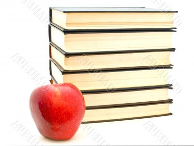 apple near the books