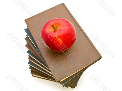 apple near the books