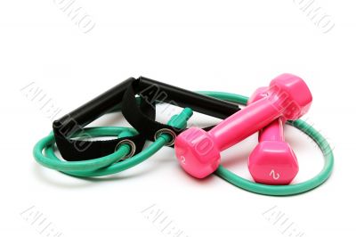 pink dumbbells with rubber