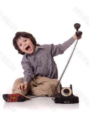 The boy with a telefone