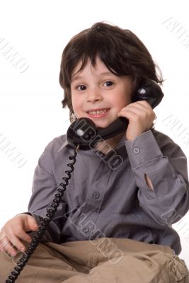 The boy with a telefone