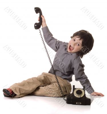 The boy with a telefone