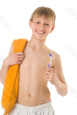 The boy with a tooth-brush