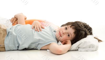 The sleeping girl and little boy