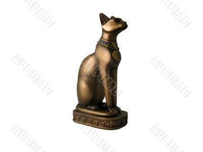  bronze figurine of cat isolated on white