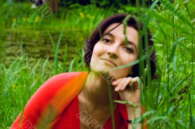 female in summer forest