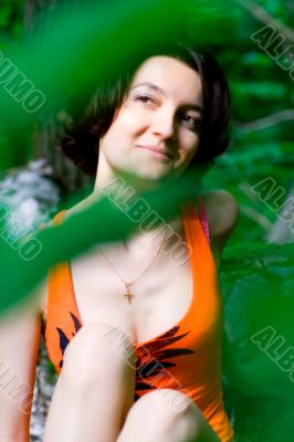 female in summer forest