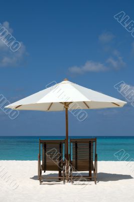 Chairs on the beach in Maldives