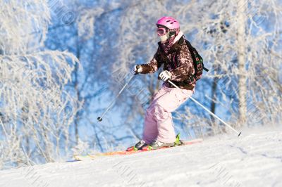 Girl riding on skis