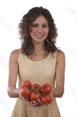 Woman with  tomato.