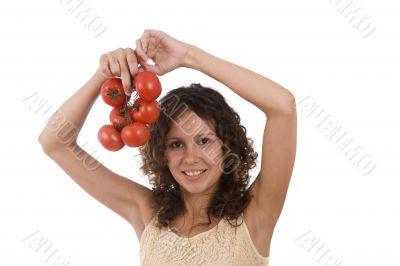 Woman with  tomato.