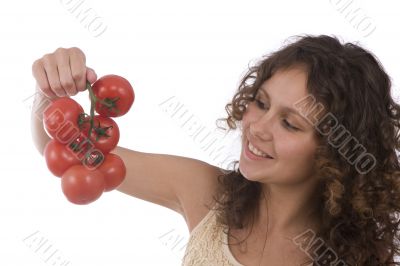 Woman with  tomato.