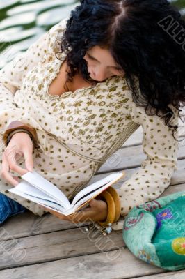 woman reading a book