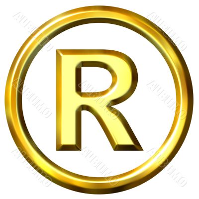 3D Golden Registered Symbol