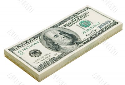 Pile of dollars isolated