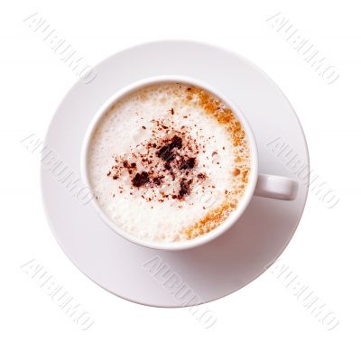 White mug of coffee isolated