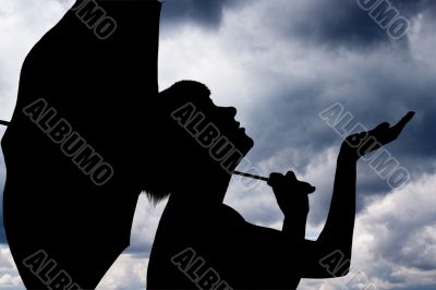 Young girl with umbrella