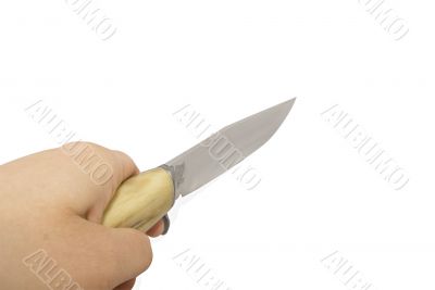 Knife in the hand (with clipping path)