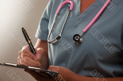 Abstract of Doctor Writing on Clipboard