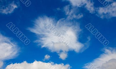 White cumulus cloud in blue sky