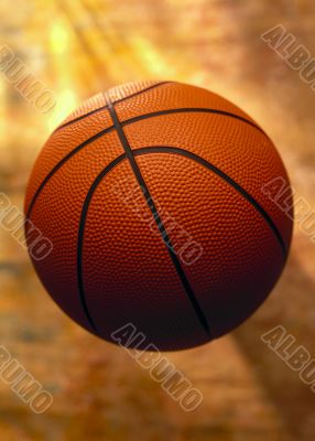 Basketball ball on dark yellow background