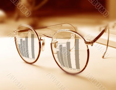 Graph Reflected In Glasses