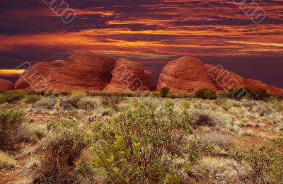 the Olgas. Amazing evening sky