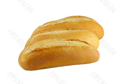 Three fresh breads isolated on white background