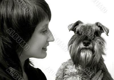 Happy owner with her pet