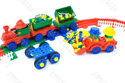 Toy color railway isolated on white