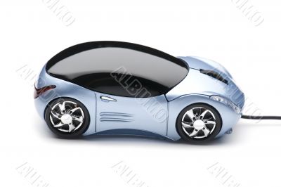 Computer mouse car on white