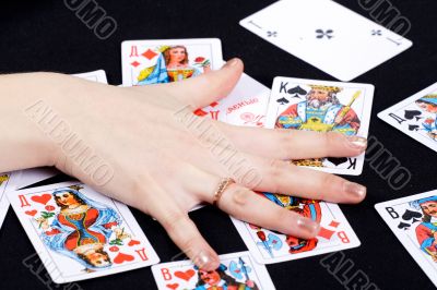 Palm on playing cards