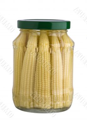pickled baby corns in jar