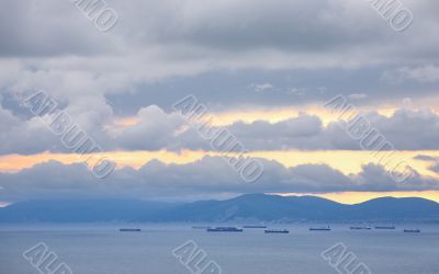 ships, facing the harbor