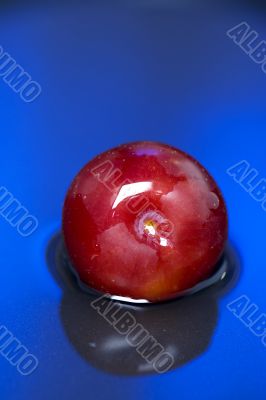 Plum in the water macro