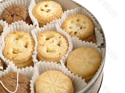 cookies in the box over white background
