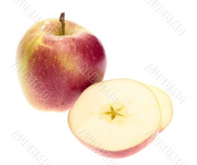 sliced apple on white background