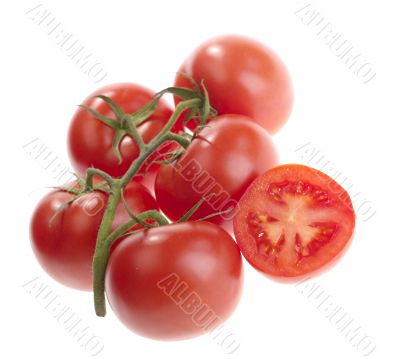fresh tasty tomatoes on white background with clipping path