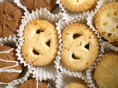 cookies in the cake box as food background