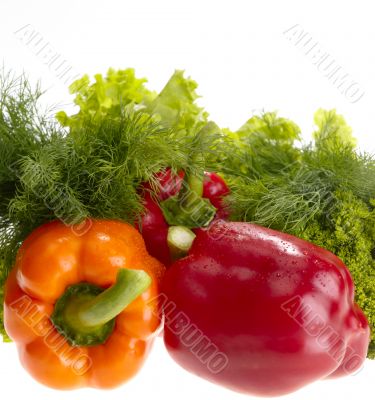 fresh tasty peppers on white background.