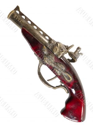 Old silicon gun. replica, isolated over white background