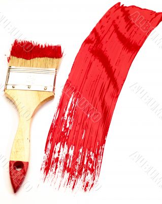 paint brush with color drops. isolated on white