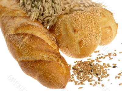 Delicious bread on white background