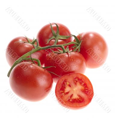 fresh tasty tomatoes on white background with clipping path