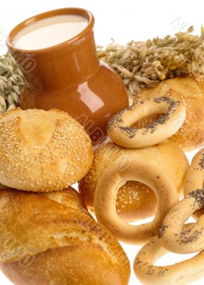 Delicious bread on white background