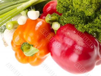 fresh tasty vegetables on white background