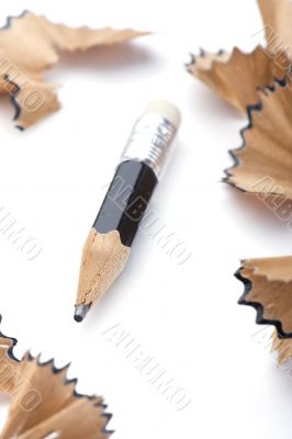pencil and shavings on white